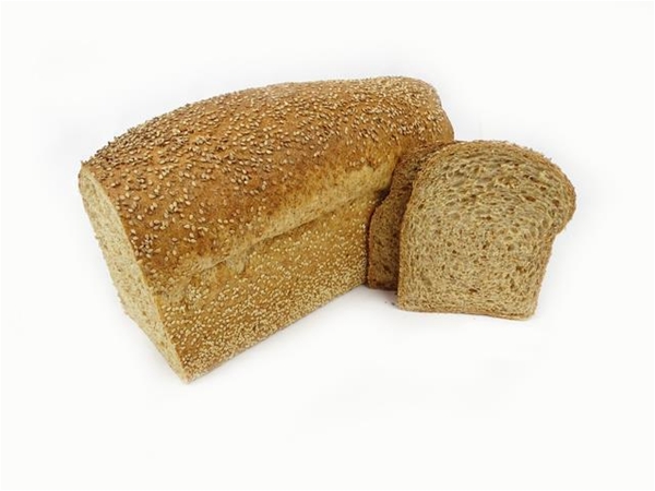 Volkoren tarwebrood met sesam 100%.
